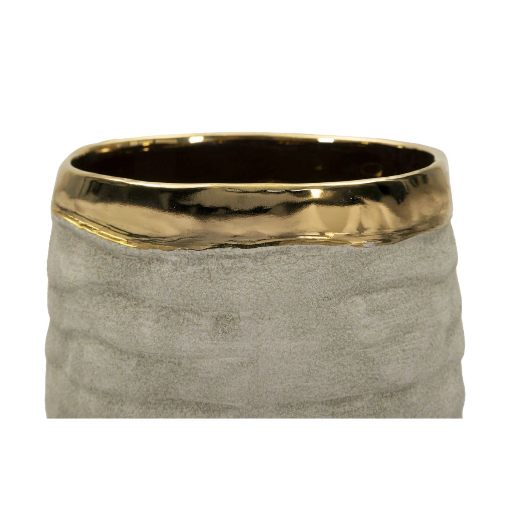 Vaso Decorativo VKH1019, Grigio, Ceramica, 14x14x31,5 cm