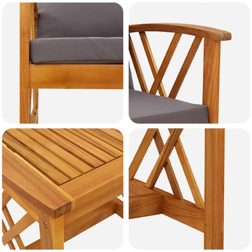 Set Divano da Giardino con cuscino 3 pz-Sofa da Giardino-Divanetto da esterno Olio Naturale 378405