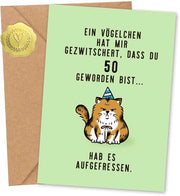 Carta di compleanno con disegno unico - Carta di compleanno 50 - Carte di compleanno divertenti - Regalo di compleanno per donna - Carte di compleanno con busta - Dimensioni 120 x 170 mm - Carta di auguri