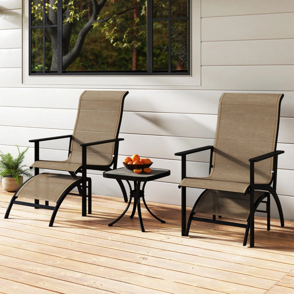 Set da 5 pezzi di sedie adirondack con poggiapiedi e tavolino laterale per esterno-Set di mobili da conversazione per patio Caff¨¨