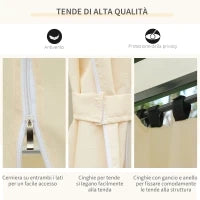 Gazebo da Giardino 3x4 m con Tende e Tetto a 2 Livelli Bianco Crema