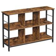 Libreria a 6 scomparti mobile contenitore aperto libreria orizzontale per ufficio soggiorno camera da letto 120 x 33 x 80 cm stile industriale marrone rustico e nero 12_0001469