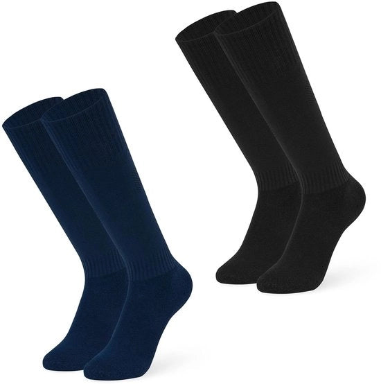 Calze da Calcio Compressi 20-30 mmHg Antiscivolo 2 Paia Nero/Blu Marino Uomo/Donna Alta Caviglia Supporto Calze Compressi