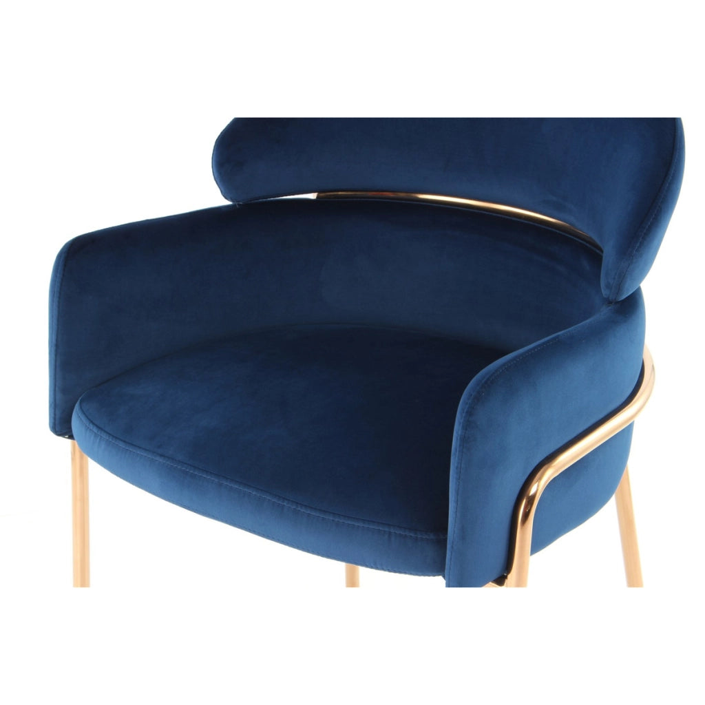 Sedia di design Elva in velluto blu e oro rosa