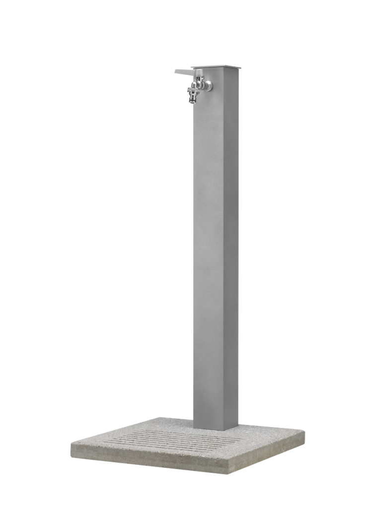 Fontana da esterno con base in cemento e struttura in acciaio zincato Belfer ruggine Colore: Alluminio