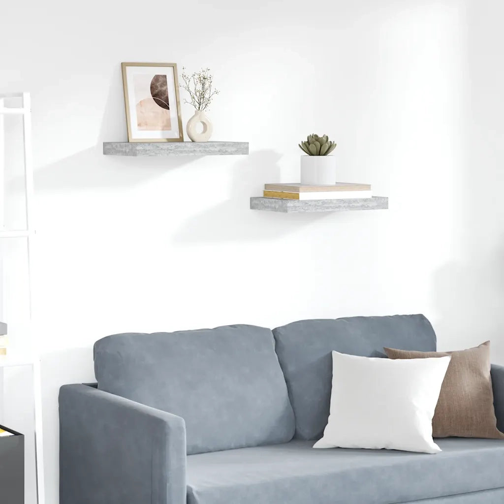 Scaffali a Parete 2 pz Grigio Cemento 40x23x3,8 cm in MDF 326592