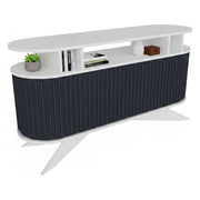 Credenza Joy, Buffet da soggiorno, Madia da salotto, Dispensa da cucina, 150x43h75 cm, Bianco e Antracite