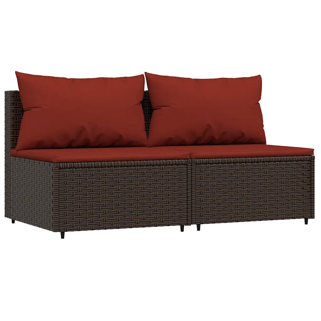 Set Mobili da Giardino 3 pz con Cuscini in Polyrattan Marrone CFW3542854