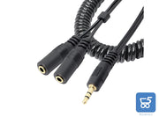 Cavo a spirale per cuffie stereo da 3,5 mm (non microfono) a 2 femmine Splitter a Y