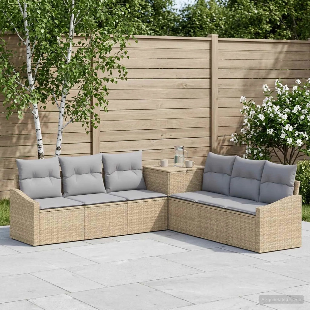 Set di divani 7 pz Beige e Grigio Chiaro 3448749