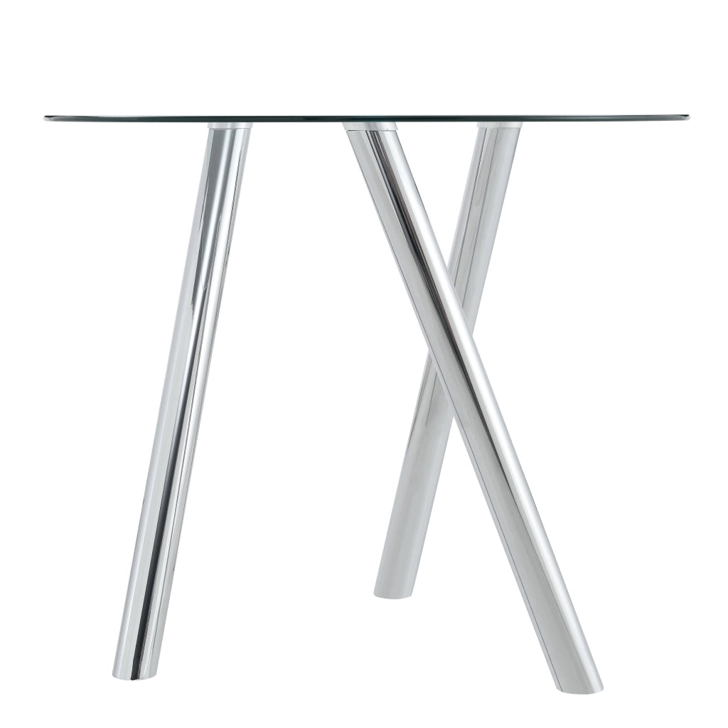 Set da pranzo con tavolo in vetro temperato e 4 sedie imbottite facile da pulire stabile metallo e pvc bianco