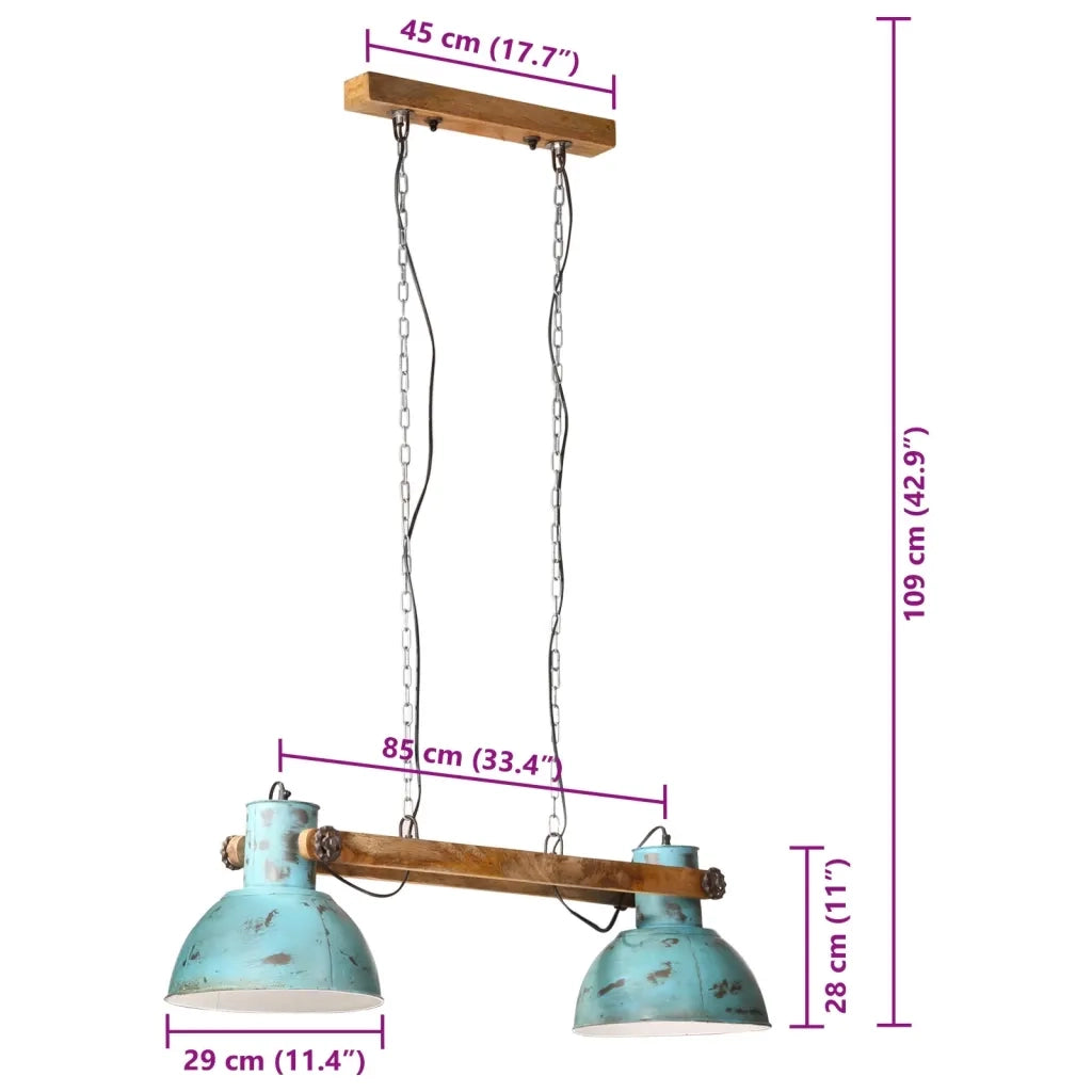 Lampada Pensile 25 W Blu Anticato 85x28x109 cm E27 CFW6371207