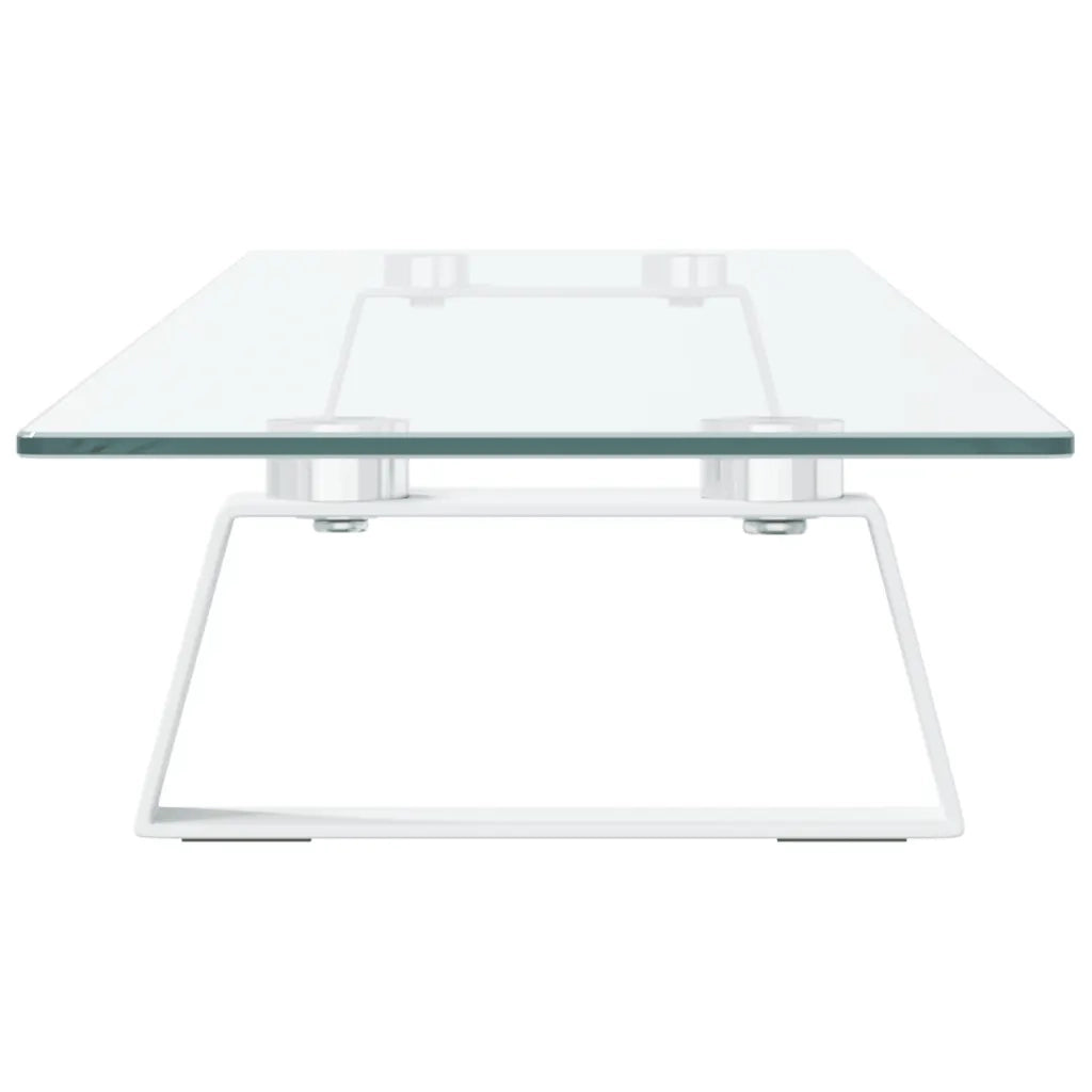Supporto per Monitor Bianco 100x20x8cm Vetro Temperato Metallo 374218