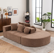Divano letto 263x171x66 cm senza montaggio; modulare in ciniglia marrone
