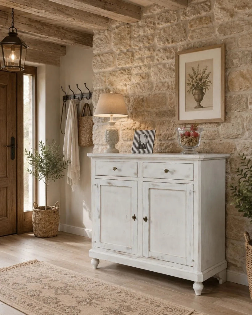 Madia credenza 2 porte legno shabby chic bianco consumato 112 x49x98 - Mobili 2G