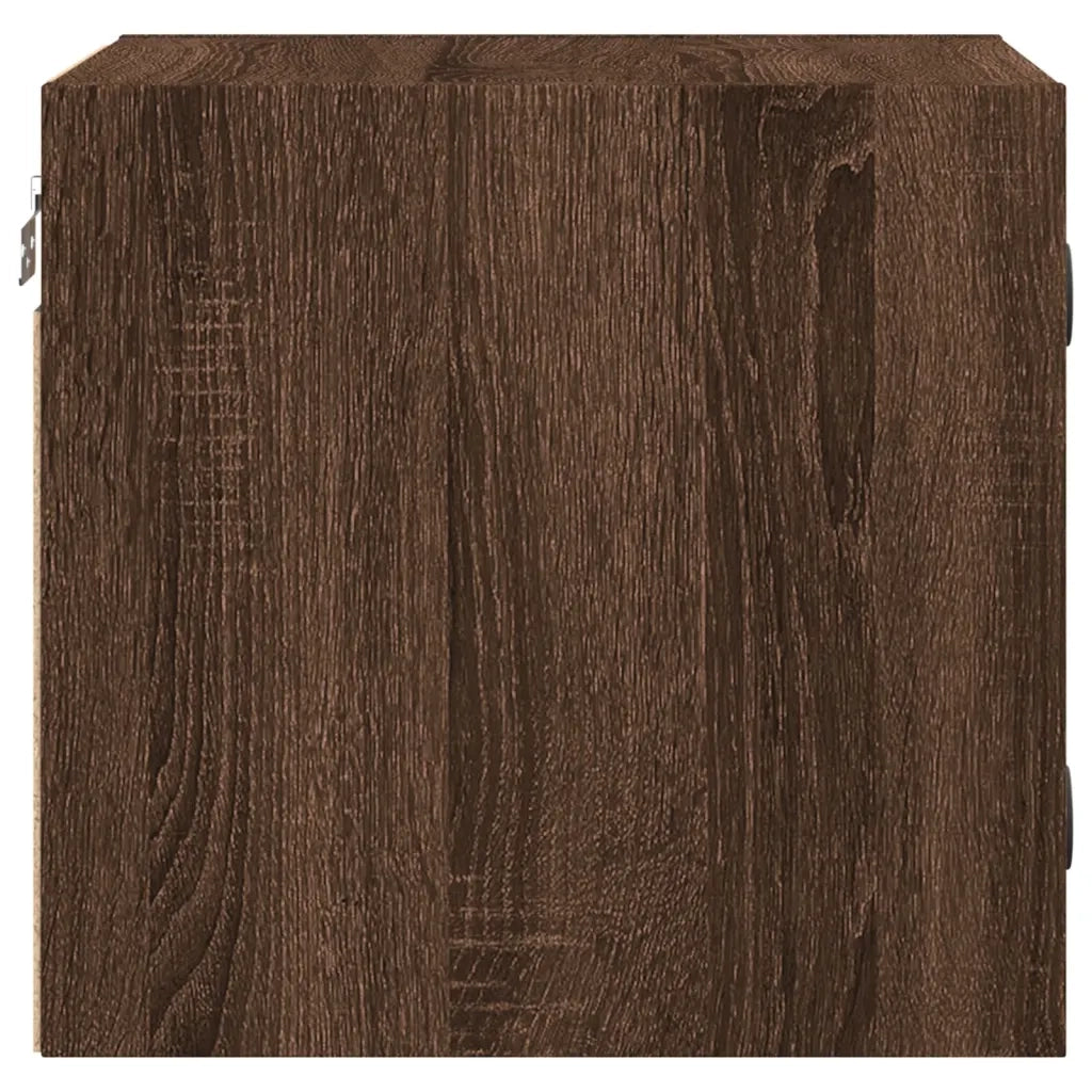 Comodino | Armadio da Notte | Mobiletto da notte con Anta in Vetro Rovere Marrone 35x37x35 cm
