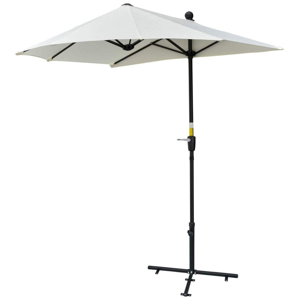 Ombrellone da giardino semicircolare ¨C zephmum ¨C 190x200 cm crema con manovella