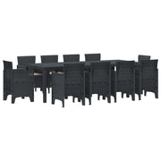 Set Pranzo Giardino 11 Pezzi con Cuscini Antracite Polyrattan