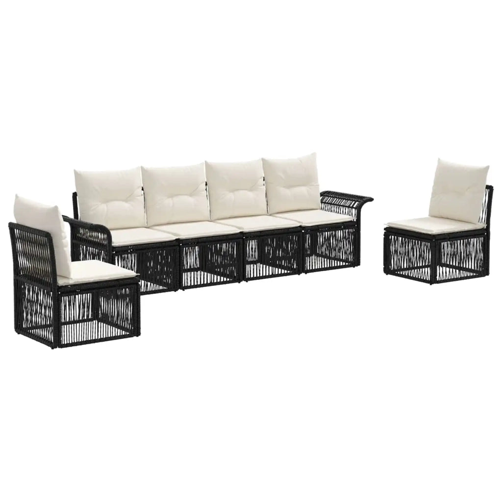 Set Divano da Giardino 6 pcs Nero polyrattan 3434791