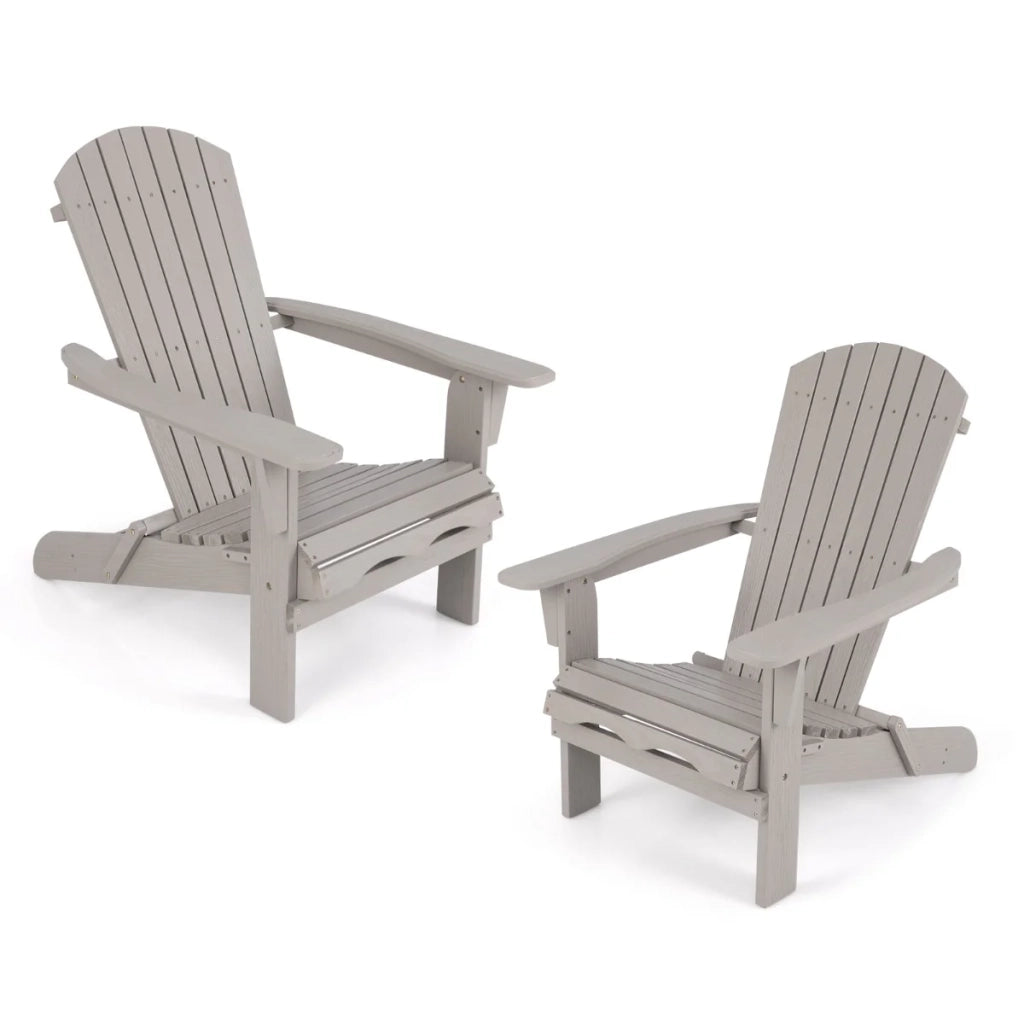 Set di 2 sedie Adirondack pieghevoli 89 x 71 x 94 cm comfort ergonomico finitura resistente in legno di abete grigio 20_0018375