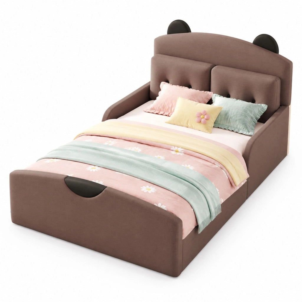 Letto a piattaforma 140x200 cm con testiera a orsetto