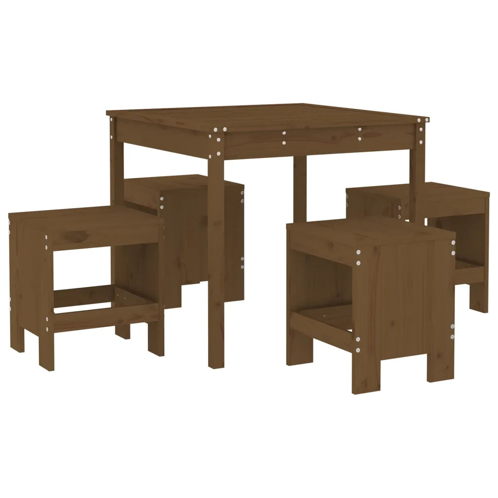 Set da Pranzo da Giardino 5 pz Miele in Legno Massello di Pinocod mxl 83640