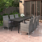 Set da Pranzo da Giardino 7 pz e Cuscini in Polyrattan e Vetro cod mxl 39914