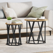 Set di 2 Tavolini in Legno Ingegnerizzato Rovere Artigianale di