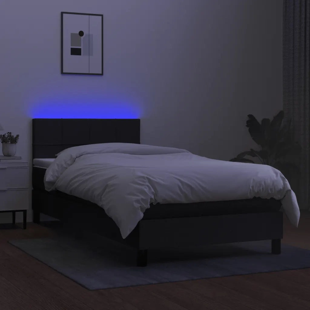 Letto a Molle con Materasso e LED Nero 90x190 cm in Tessuto cod mxl 61679