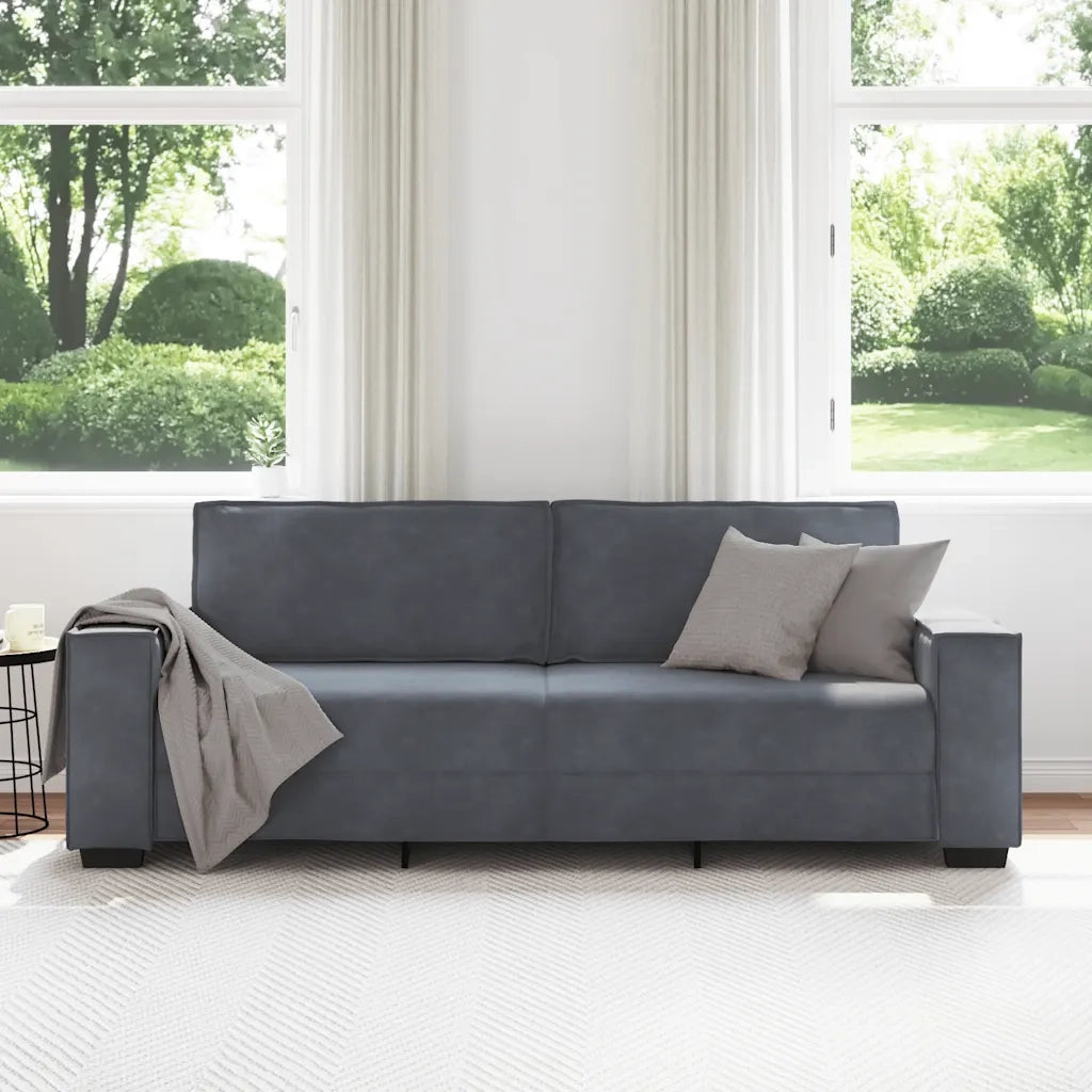 Divano a 3 Posti Grigio Scuro 220x78x84 cm in Velluto 4105031