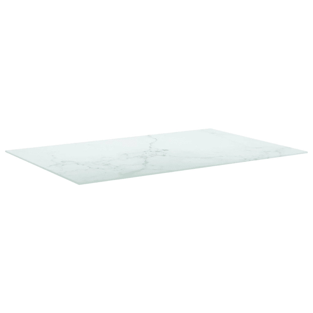 Piano Tavolo Bianco 100x62 cm 8mm Vetro Temperato Design Marmo 322259