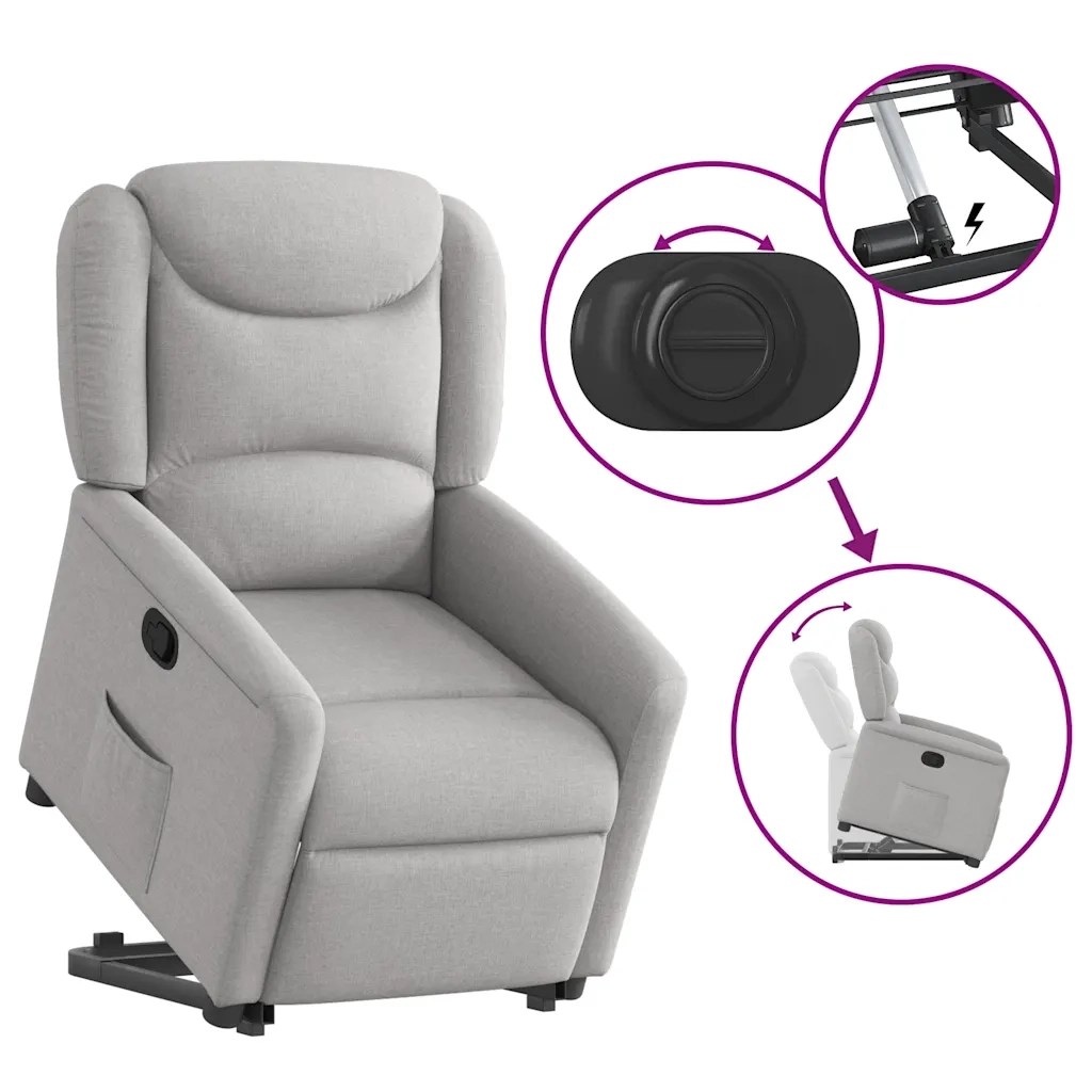 Poltrona Alzapersona Reclinabile Grigio Nuvola in Tessuto 3303203
