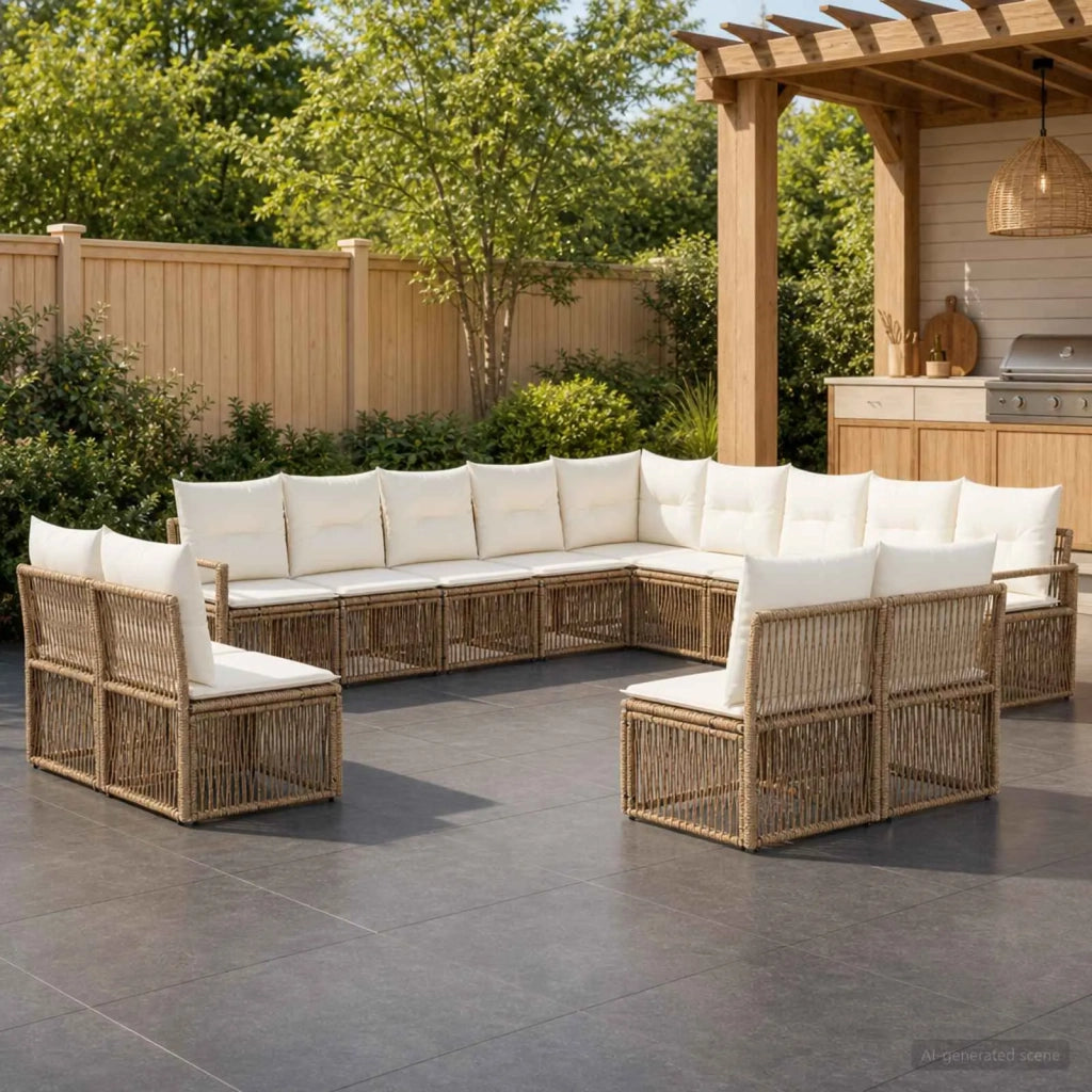 Set Divano da Giardino 13 pz Beige polyrattan 3435876