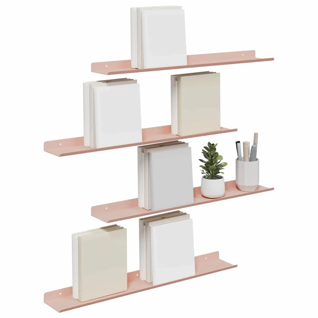 4 pz Mensola | Ripiano | Scaffale sospesa Rosa 60 x 8,5 x 2,5 cm Acciaio
