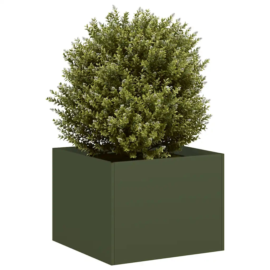 Fioriera | Cassetta per fiori | Vaso Verde Oliva 40x40x30 cm in Acciaio