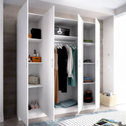 Guardaroba Persefone, Mobile appendiabiti per camera da letto, Armadio a 4 ante battenti, 200x52h215 cm, Bianco