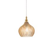 Lampada a Sospensione Cleofe S/11 Ambra - Montatura in Metallo Ottone con Vetro Trasparente 1xE27 Max 60W IP20 - Gealuce
