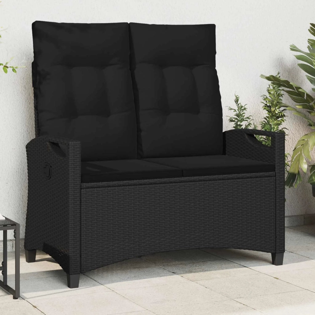 Panchina da giardino con cuscino Nero 105 x 60 x 112 cm 42026849
