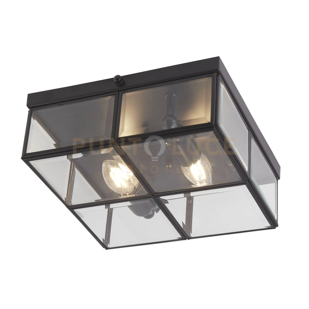 Pisa 2Lt Flush - Metallo nero e vetro smussato trasparente