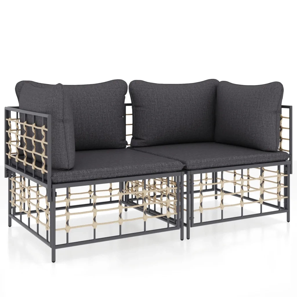Divani Angolari Modulari con Cuscini 2 pz in Polyrattancod mxl 124494