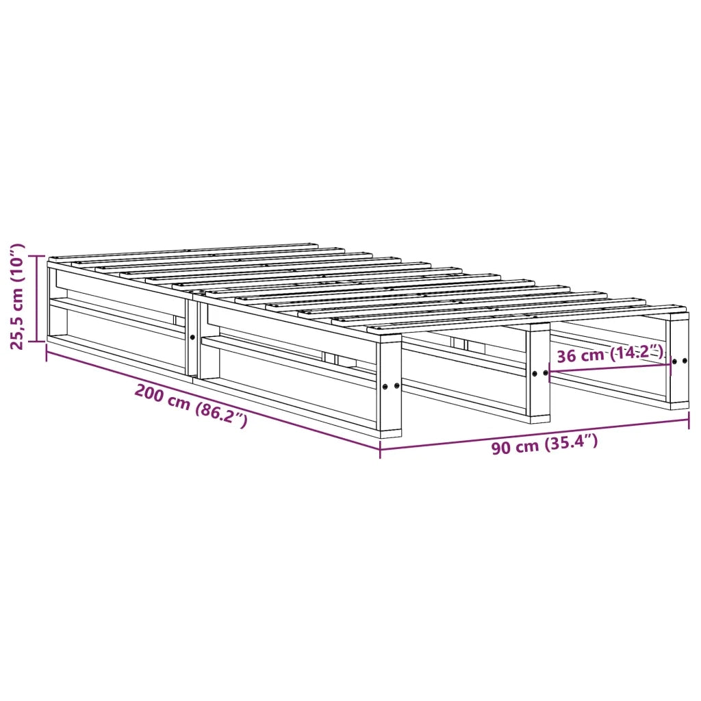 vidaXL Letto senza Materasso Marrone Cera 90x200 cm Legno di Pino