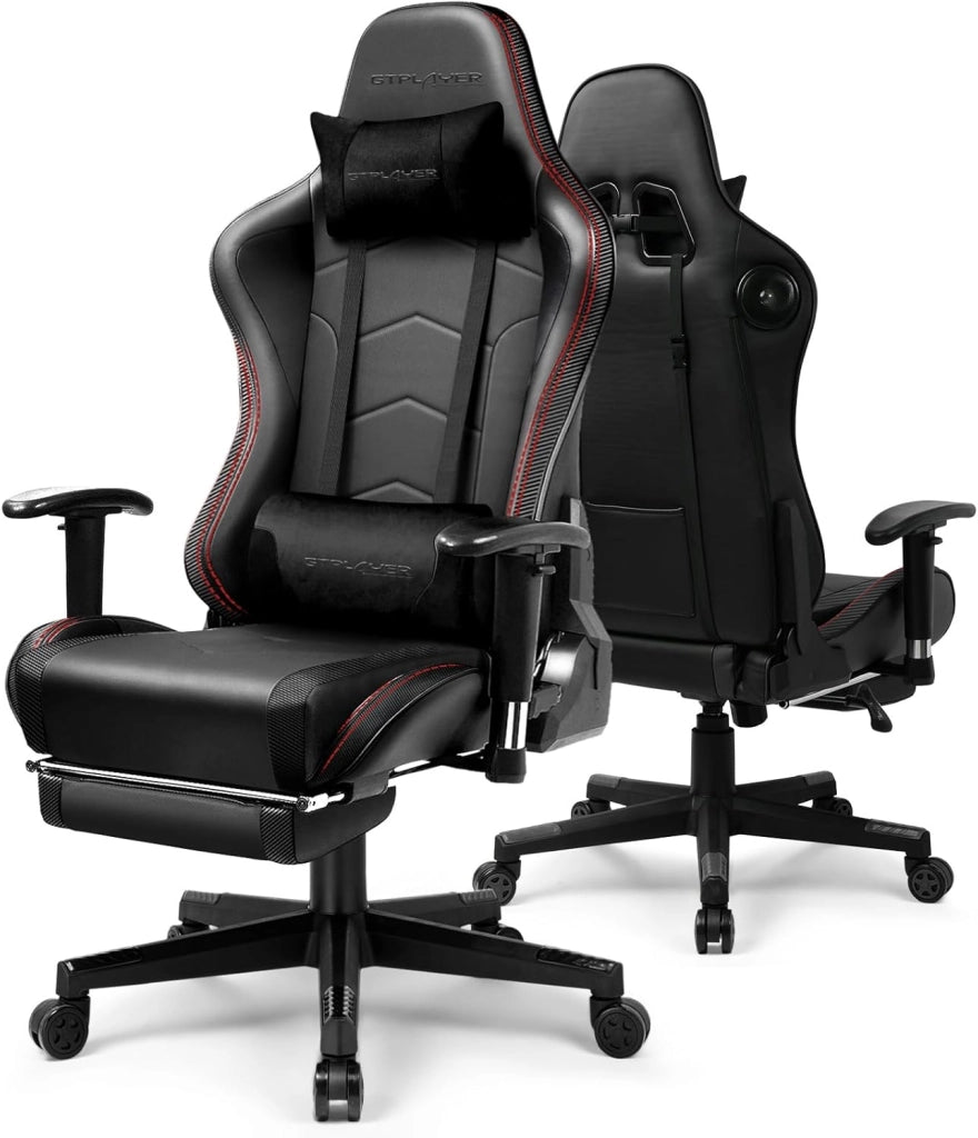 Sedia da gioco con poggiapiedi, altoparlante Bluetooth, sedia da gioco, ergonomica, sedia da ufficio, sedia da scrivania con barrières Réglables, 200 kg, grigio