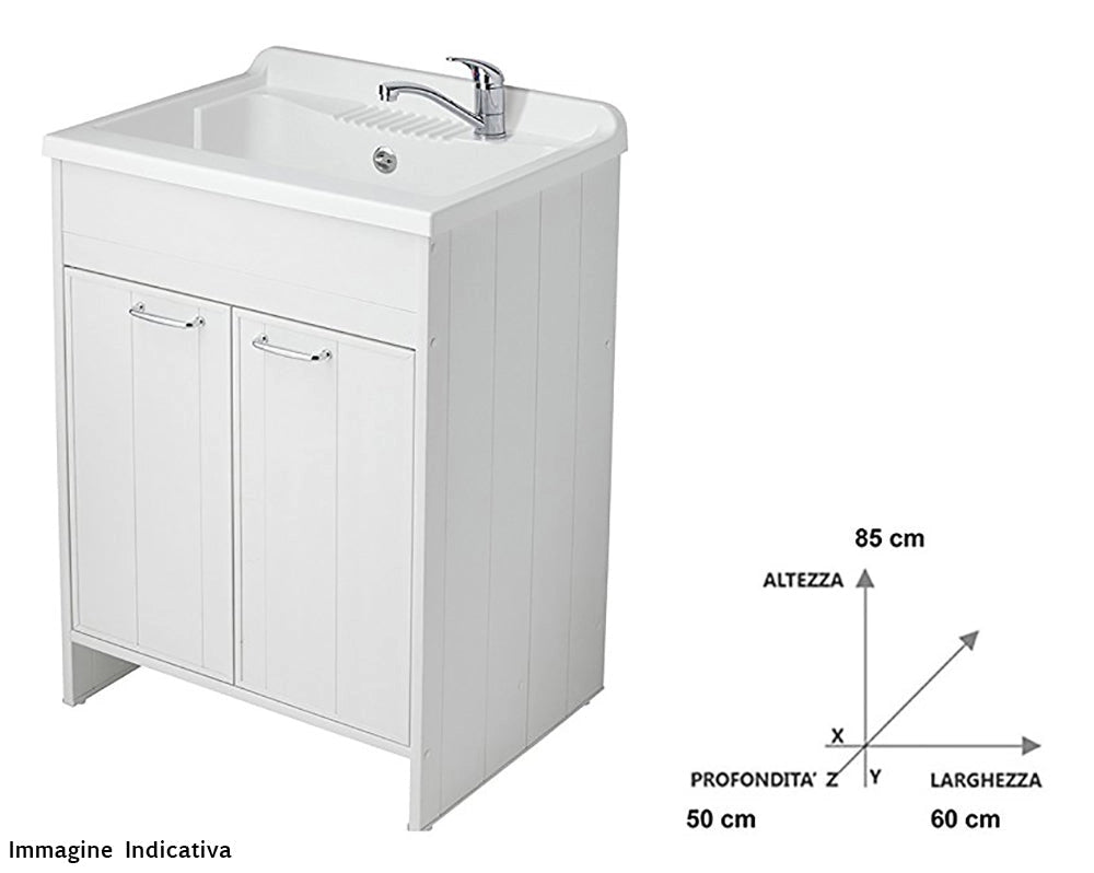 Mobile Lavatoio in PVC 60x50x85cm 2 Ante Forlani Washouse Frassino