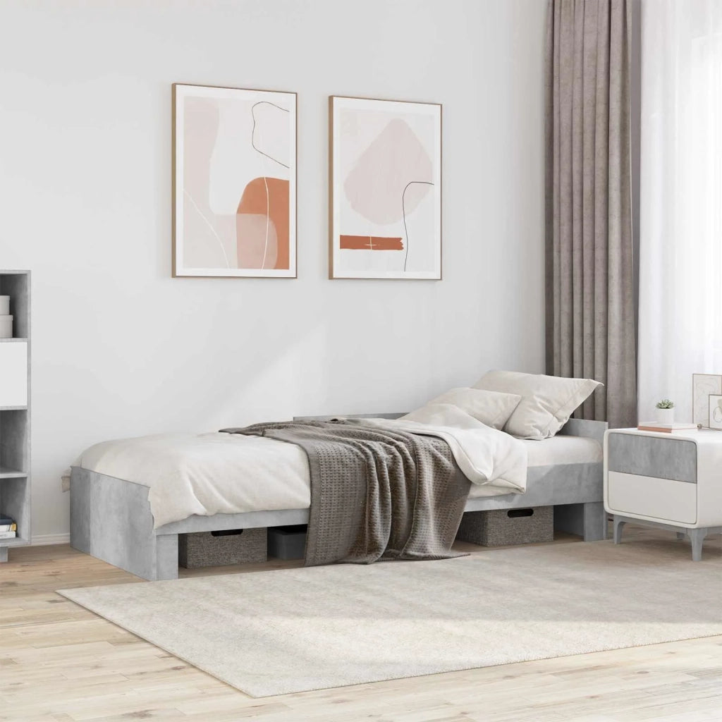 Struttura letto con testata-Giroletto Grigio Cemento 80 x 200 cm 306999