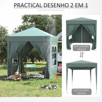 Gazebo Pieghevole 2x2m in Metallo e Poliestere Verde