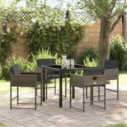 Set da Pranzo per Giardino con cuscino 5 pcs Grigio polyrattan 3380012