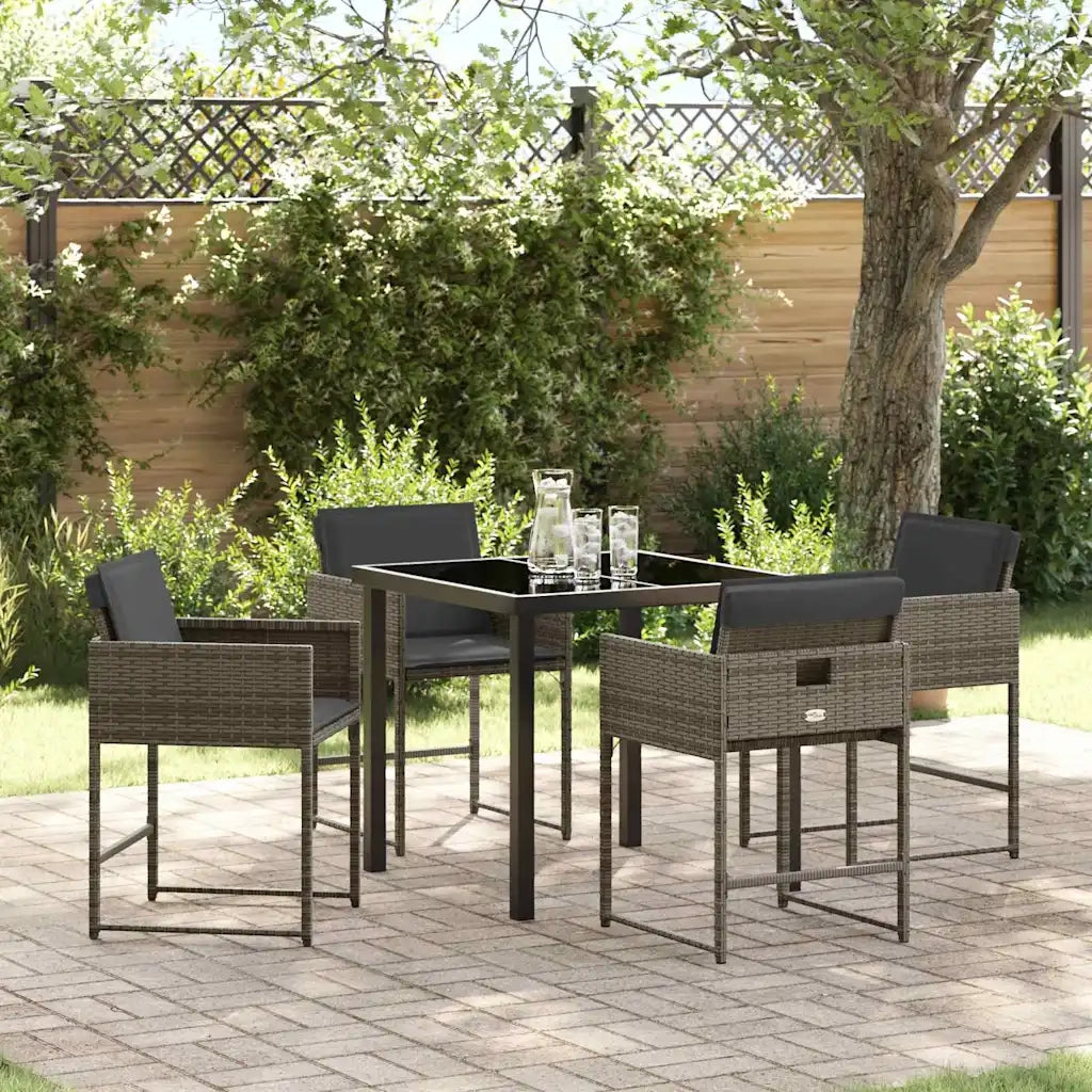 Set da Pranzo per Giardino con cuscino 5 pcs Grigio polyrattan 3380012