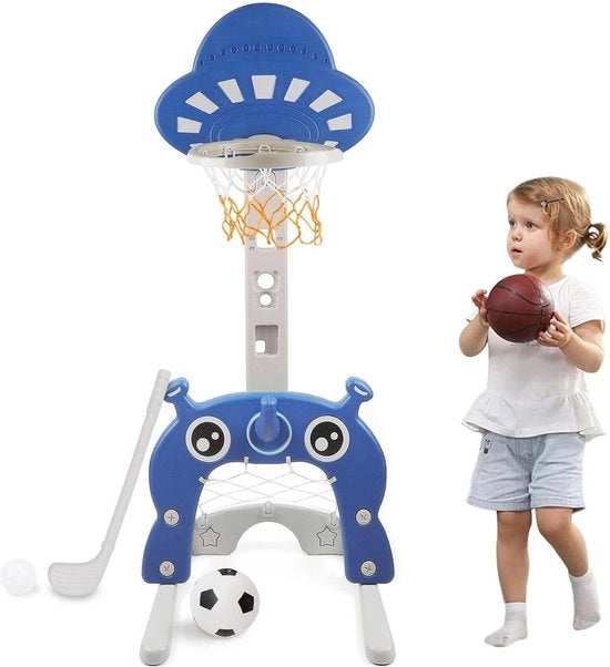 Set di allenamento 4 in 1 per basket e pallavolo con anello da calcio - attrezzatura sportiva per interni ed esterni Palo da basket