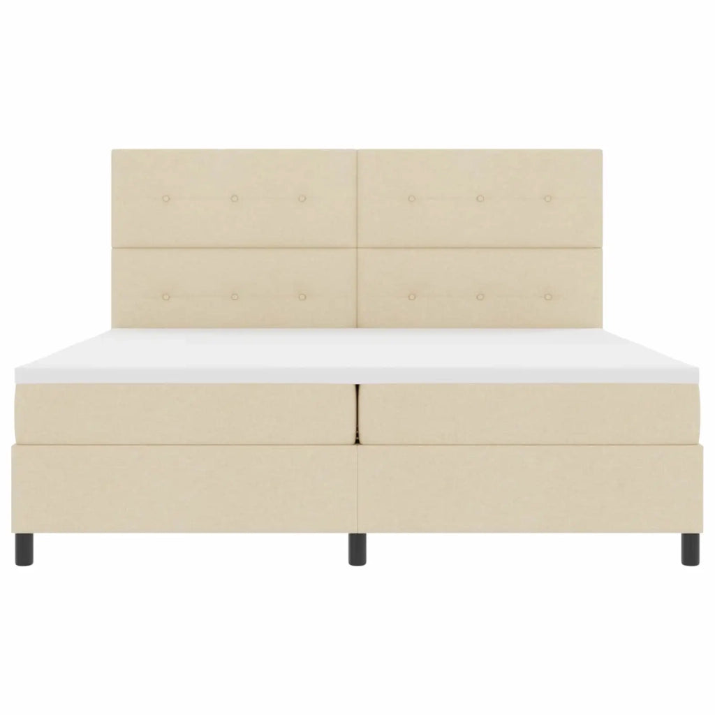 Letto a molle con materasso con led Crema 200 x 200 cm Tessuto
