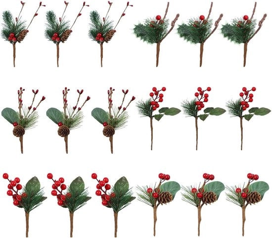 Dentellini di abete con aghi di cipresso e pigne per decorazione di Natale - albero di Natale, corona di Natale, slitta, decorazione da tavola
